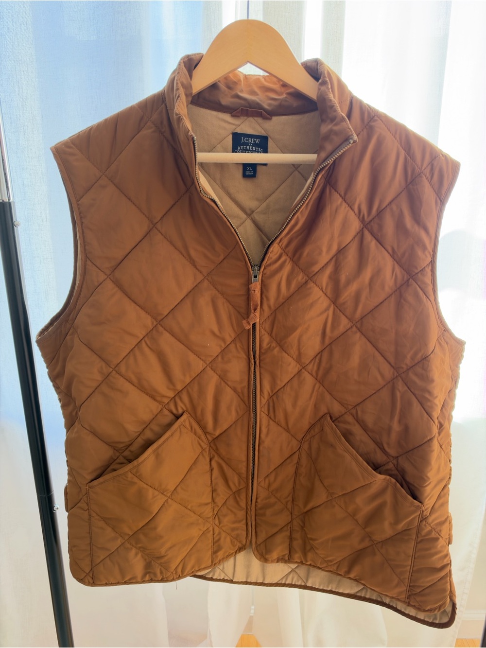 J. Crew Quilted Men's Vest in Cognac Brown